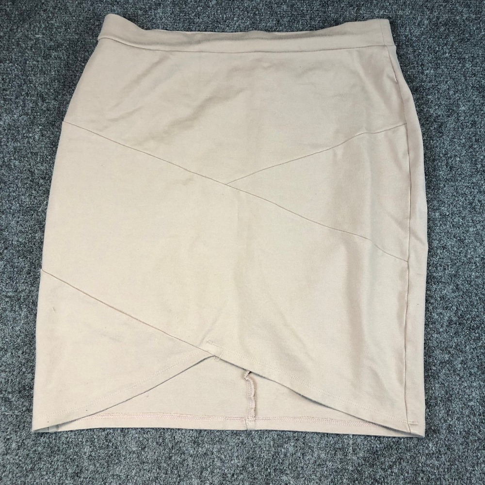 Charlotte Russe Beige Asymmetrical Tulip Hem Pencil Skirt Women's Size L